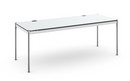 Table USM Haller Plus, 200 x 75 cm, 02-Stratifié gris perle, Sans plateau coulissant