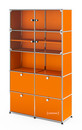 Vitrine USM Haller, H 179 x L 103 x P 38 cm, Orange pur RAL 2004, Tous les compartiments avec serrures
