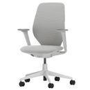 Chaise de bureau ACX Soft, Avec inclinaison avant, avec réglage de la profondeur, Accotoirs F 3D, Soft grey, Siège Grid Knit, stone grey, Roulettes souples pour sols durs