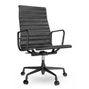Aluminium Chair EA 119, Aluminium finition époxy noir foncé, Cuir, Nero