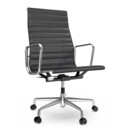 Aluminium Chair EA 119, Poli, Cuir, Asphalte
