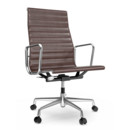 Aluminium Chair EA 119, Poli, Cuir, Marron