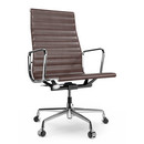 Aluminium Chair EA 119, Chromé, Cuir, Marron