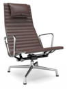 Aluminium Chair EA 124, Poli, Cuir, Marron