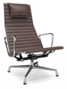 Aluminium Chair EA 124, Chromé, Cuir, Marron