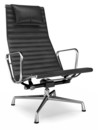 Aluminium Chair EA 124, Chromé, Cuir, Nero