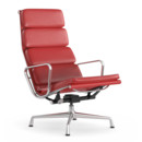 Soft Pad Chair EA 222, Piétement poli, Cuir Premium F rouge, Plano poppy red