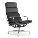 Soft Pad Chair EA 222, Piétement chromé, Cuir Premium F asphalte, Plano gris foncé