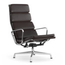 Soft Pad Chair EA 222, Piétement chromé, Cuir Premium F chocolat, Plano marron