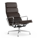Soft Pad Chair EA 222, Piétement chromé, Cuir Premium F châtaigne, Plano marron