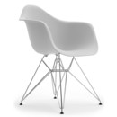 Eames Plastic Armchair RE DAR, Coton blanc, Sans rembourrage, Sans rembourrage, Version standard - 43 cm, Chromé