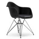 Eames Plastic Armchair RE DAR, Noir profond  , Avec coussin d'assise, Gris foncé, Version standard - 43 cm, Revêtement basic dark