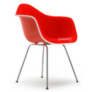 Eames Plastic Armchair RE DAX, Rouge (rouge coquelicot), Rembourrage intégral, Corail / rouge coquelicot, Version standard - 43 cm, Chromé