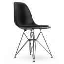 Eames Plastic Side Chair RE DSR, Noir profond  , Avec coussin d'assise, Nero, Version standard - 43 cm, Revêtement basic dark