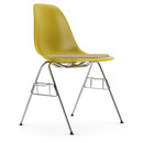 Eames Plastic Side Chair RE DSS, Moutarde, Avec coussin d'assise, Moutarde / ivoire, Avec liaison de rangée (DSS)