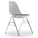 Eames Plastic Side Chair RE DSS, Coton blanc, Avec coussin d'assise, Nero / ivoire, Avec liaison de rangée (DSS)