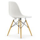 Eames Plastic Side Chair DSW, Blanc, Sans rembourrage, Sans rembourrage, Version standard - 43 cm, Érable nuance de jaune