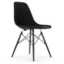 Eames Plastic Side Chair DSW, Noir profond  , Rembourrage intégral, Nero, Version standard - 43 cm, Érable noir