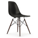 Eames Plastic Side Chair DSW, Noir profond  , Sans rembourrage, Sans rembourrage, Version standard - 43 cm, Érable foncé