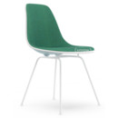 Eames Plastic Side Chair RE DSX, Gris bleuté, Rembourrage intégral, Menthe / forêt, Version standard - 43 cm, Revêtement blanc