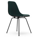 Eames Plastic Side Chair RE DSX, Noir profond  , Rembourrage intégral, Pétrole / marron marais, Version standard - 43 cm, Revêtement basic dark
