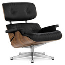 Lounge Chair, Noyer pigmenté noir, Cuir Premium F nero, 89 cm, Aluminium poli