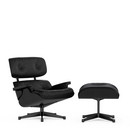 Lounge Chair & Ottoman, Frêne laqué noir, Cuir Premium F nero, 89 cm, Noir peint par poudrage