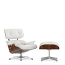 Lounge Chair & Ottoman, Palissandre Santos, Cuir premium neige, 89 cm, Aluminium poli