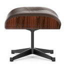 Lounge Chair Ottoman, Palissandre Santos, Cuir Premium brun, Aluminium poli, côtés noirs