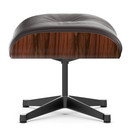 Lounge Chair Ottoman, Palissandre Santos, Cuir premium chocolat, Aluminium poli, côtés noirs