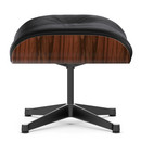 Lounge Chair Ottoman, Palissandre Santos, Cuir Premium F nero, Aluminium poli, côtés noirs