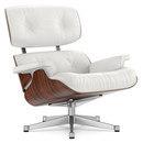 Lounge Chair, Palissandre Santos, Cuir Premium F snow, 84 cm - Hauteur originale de 1956, Aluminium poli