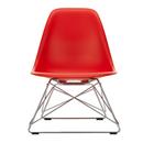 Eames Plastic Side Chair RE LSR, Rouge coquelicot, Sans rembourrage, Poli chromé