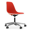 Eames Plastic Side Chair PSCC, Rouge (rouge coquelicot), Rembourrage intégral, Corail / rouge coquelicot