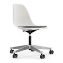 Eames Plastic Side Chair PSCC, Blanc, Avec coussin d'assise, Nero / ivoire