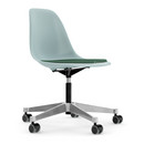Eames Plastic Side Chair PSCC, Gris bleuté, Avec coussin d'assise, Menthe / forêt