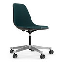 Eames Plastic Side Chair PSCC, Noir profond  , Rembourrage intégral, Pétrole / marron marais