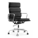 Soft Pad Chair EA 219, Chromé, Cuir Premium F nero, Plano nero