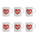 Mug à café Girard , Love Heart, red, Lot de 6