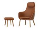 HAL Lounge Chair, Cuir Premium cognac, Avec repose-pieds