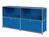 USM Haller - Meuble de rangement Sideboard L USM Haller, personnalisable, Bleu gentiane RAL 5010, Ouvert, Avec 2 portes abattantes