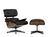 Vitra - Lounge Chair & Ottoman, Noyer pigmenté noir, Cuir Premium F nero, 89 cm, Aluminium poli, côtés noirs