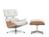 Vitra - Lounge Chair & Ottoman, Noyer pigmenté blanc, Cuir Premium F snow, 89 cm, Aluminium poli