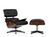 Vitra - Lounge Chair & Ottoman, Palissandre Santos, Cuir Premium F nero, 89 cm, Aluminium poli, côtés noirs