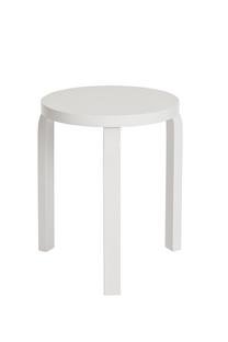 Tabouret 60 Assise et pieds vernis blanc