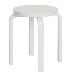 Tabouret E60 Assise et pieds vernis blanc