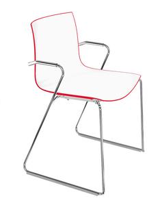 Catifa 46 Sledge Chromé|Bicolore|Dossier rouge, siège blanc|Avec accoudoirs