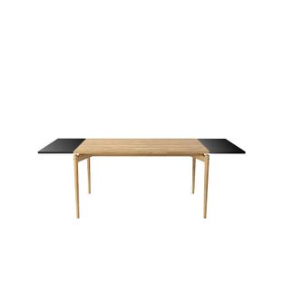 Table PURE Dining 140 x 85 cm|Chêne huilé blanc|Avec 2 panneaux d'extension MDF noir (L 140-240 cm)