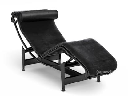4 Chaise longue à reglage continu Laqué noir mat|Peau unie noire