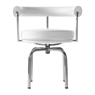 7 Fauteuil tournant Chromé|Cuir Scozia|Blanc